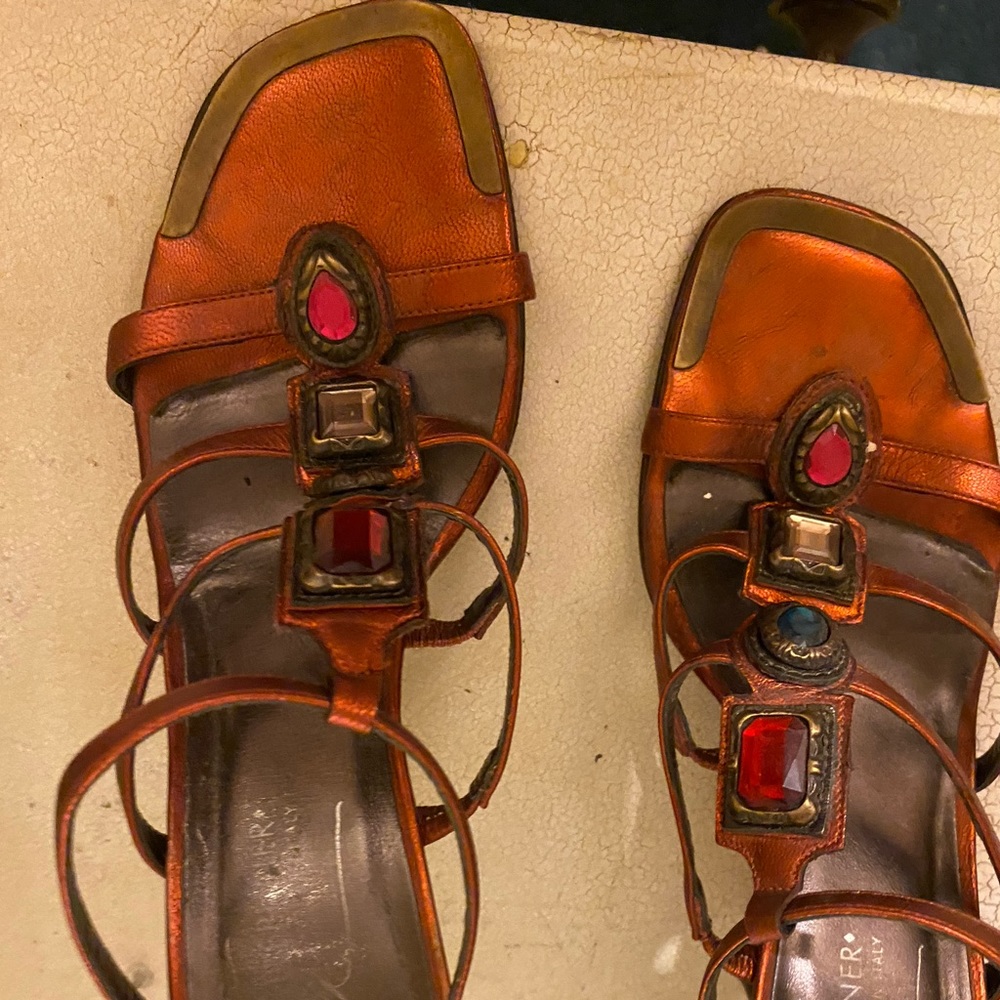Stuart Weitzman Bronze Multi Gem Sandals